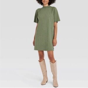 Universal Thread Green Elbow Knit T-Shirt Dress, S
